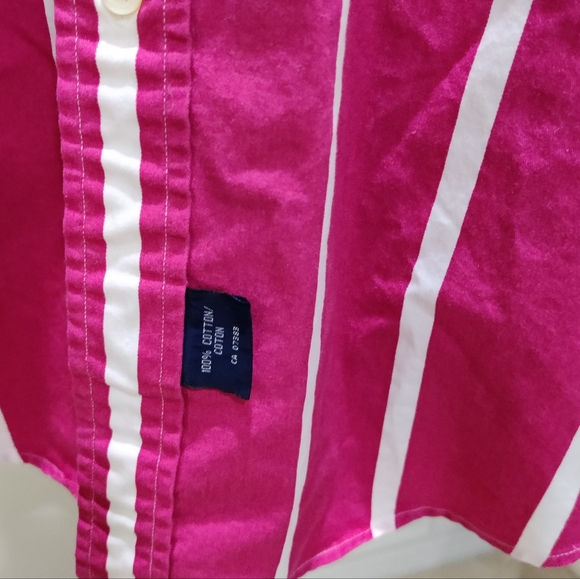 Mens Vintage Ralph Lauren Candy Stripe Short Sleeve Collar Shirt - Large - Picture 3 of 12